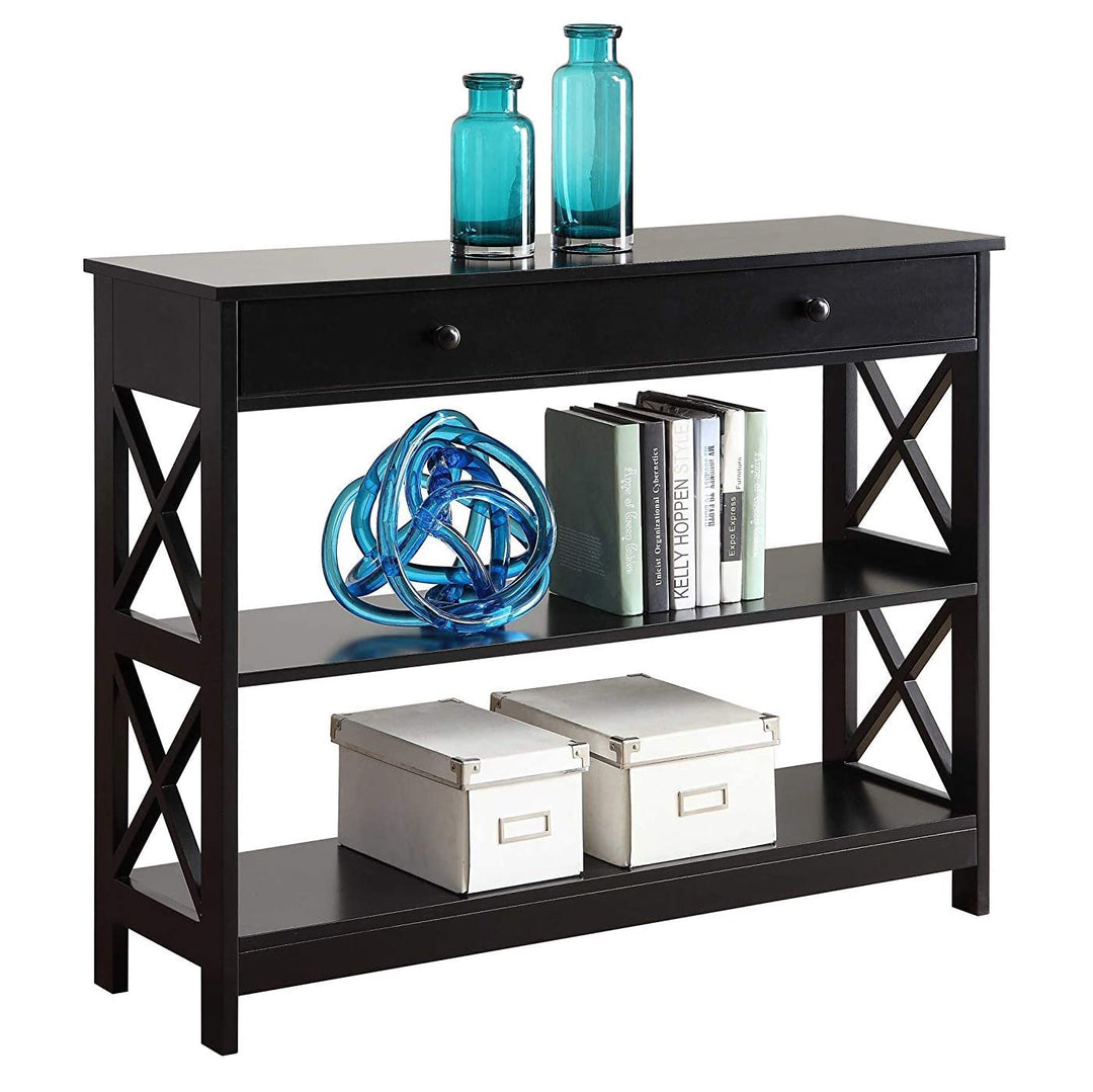 Convenience Concepts 1 Drawer Console Table with 2 Open Shelves, Black (Used)