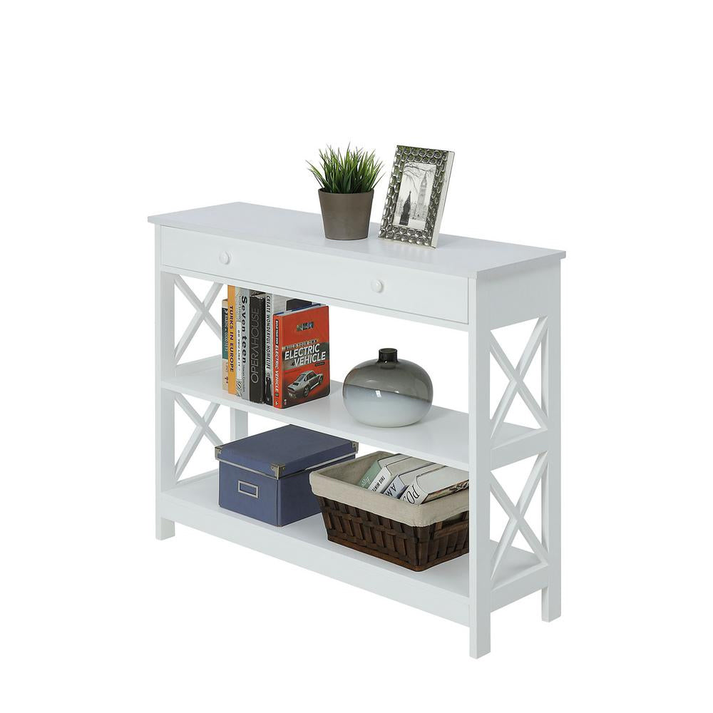 Convenience Concepts Oxford 1 Drawer Console Table 2 Shelves, White (For Parts)