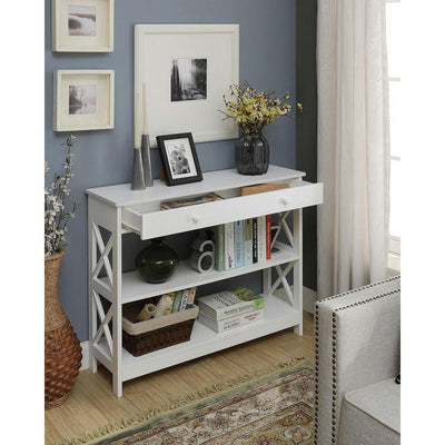 Convenience Concepts Oxford 1 Drawer Console Table 2 Shelves, White (For Parts) - VMInnovations