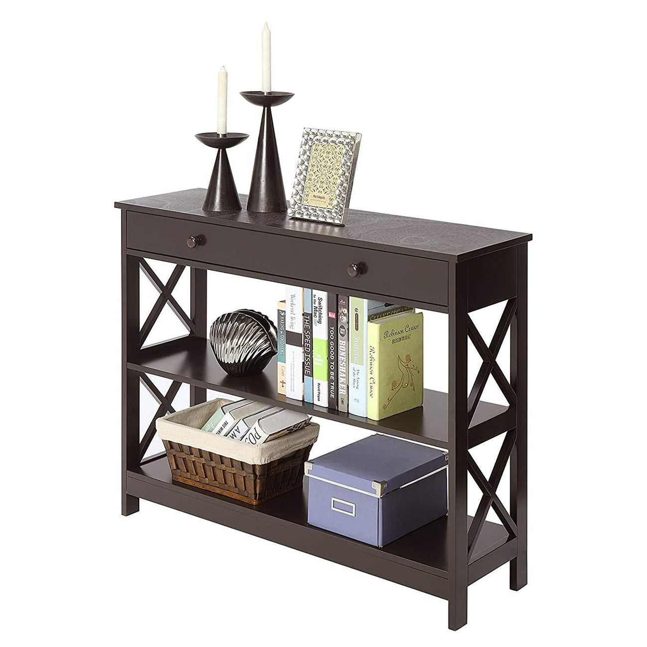 Convenience Concepts Oxford 1 Drawer Console Table with 2 Shelves (For Parts)