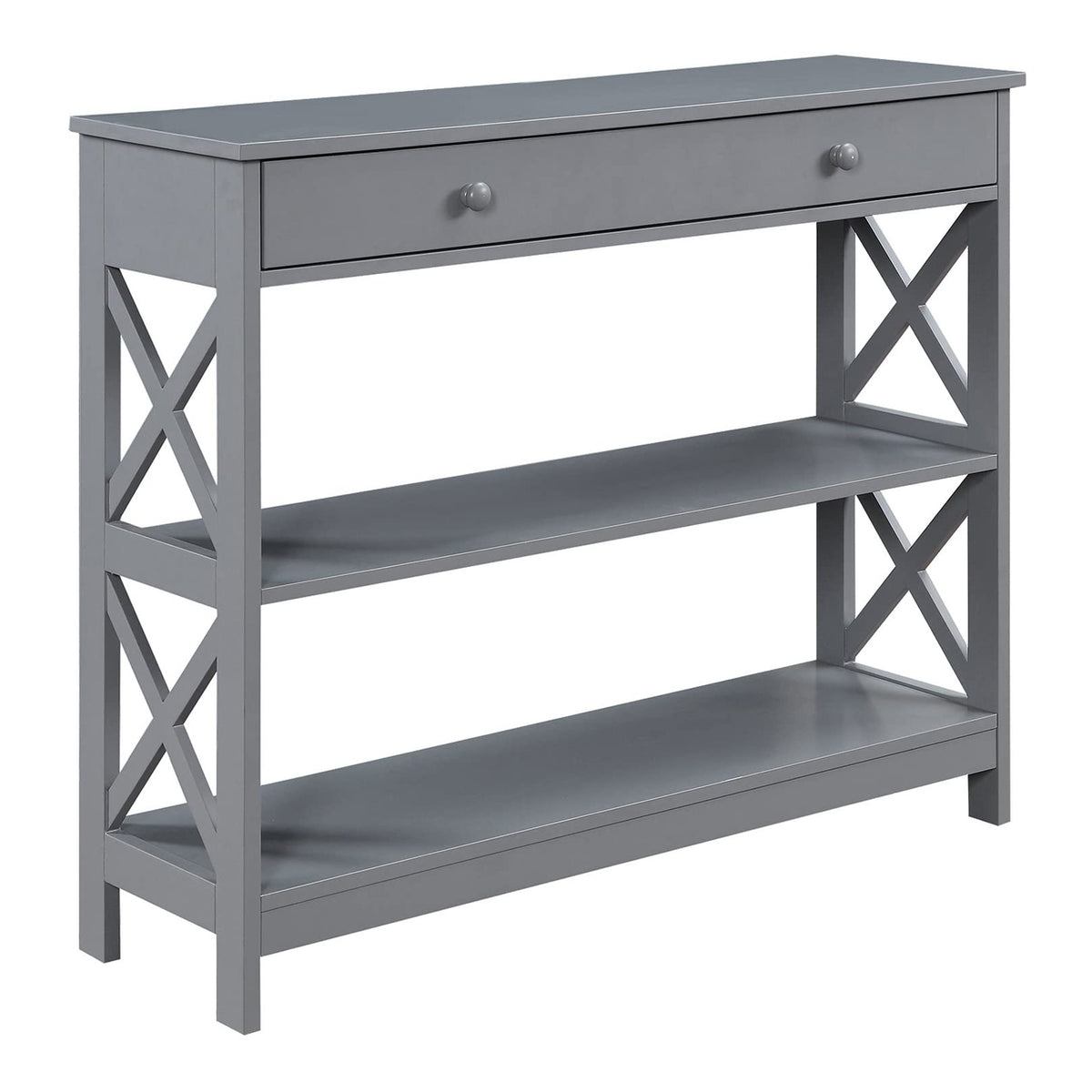 Convenience Concepts 1 Drawer Console Table with 2 Open Shelves, Gray (Open Box)