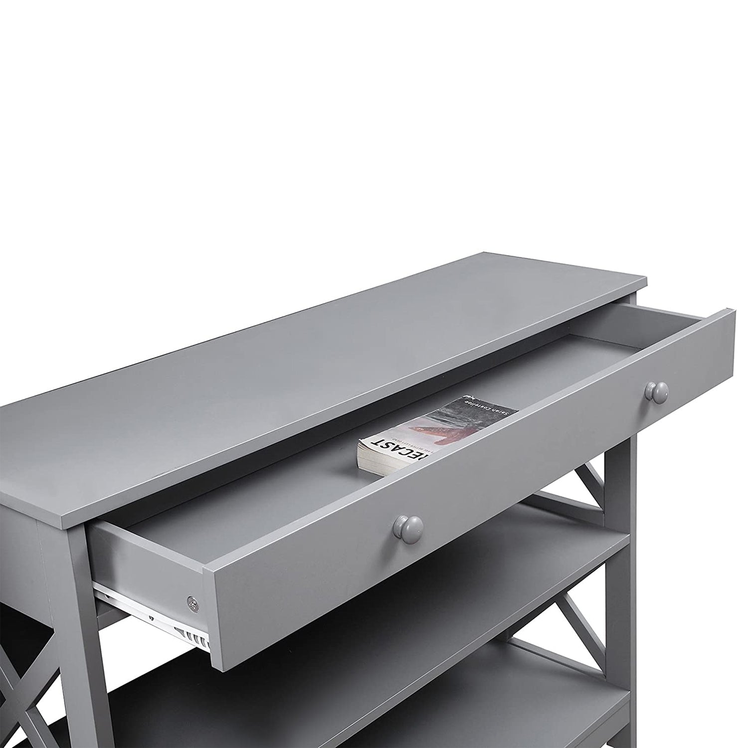Convenience Concepts 1 Drawer Console Table with 2 Open Shelves, Gray (Open Box)
