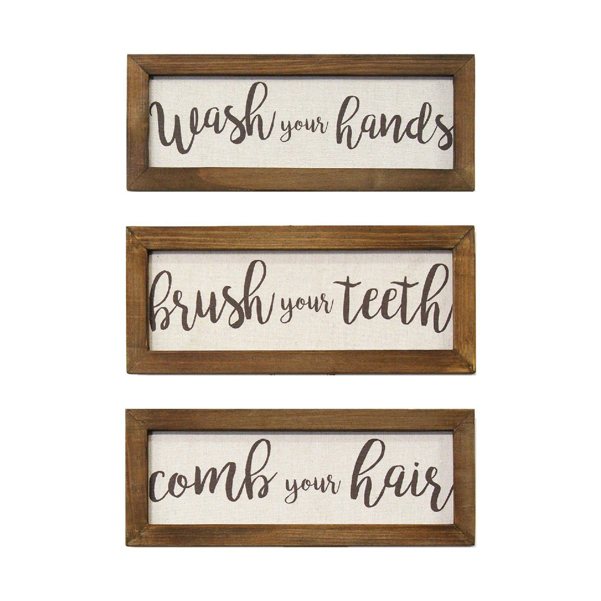 Stratton Home Decor Set of 3 Wash, Brush, Comb Bathroom Wall Art Decor, Brown - VMInnovations