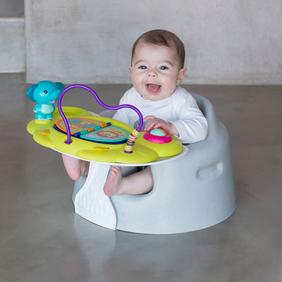 Bumbo Baby Infant Portable Foam Floor Seat with Play Top Tray Attachment, Grape