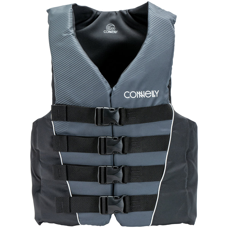 Connelly Mens Small Tunnel 4-Belt Nylon Life Jacket, Gray and Black (Open Box)
