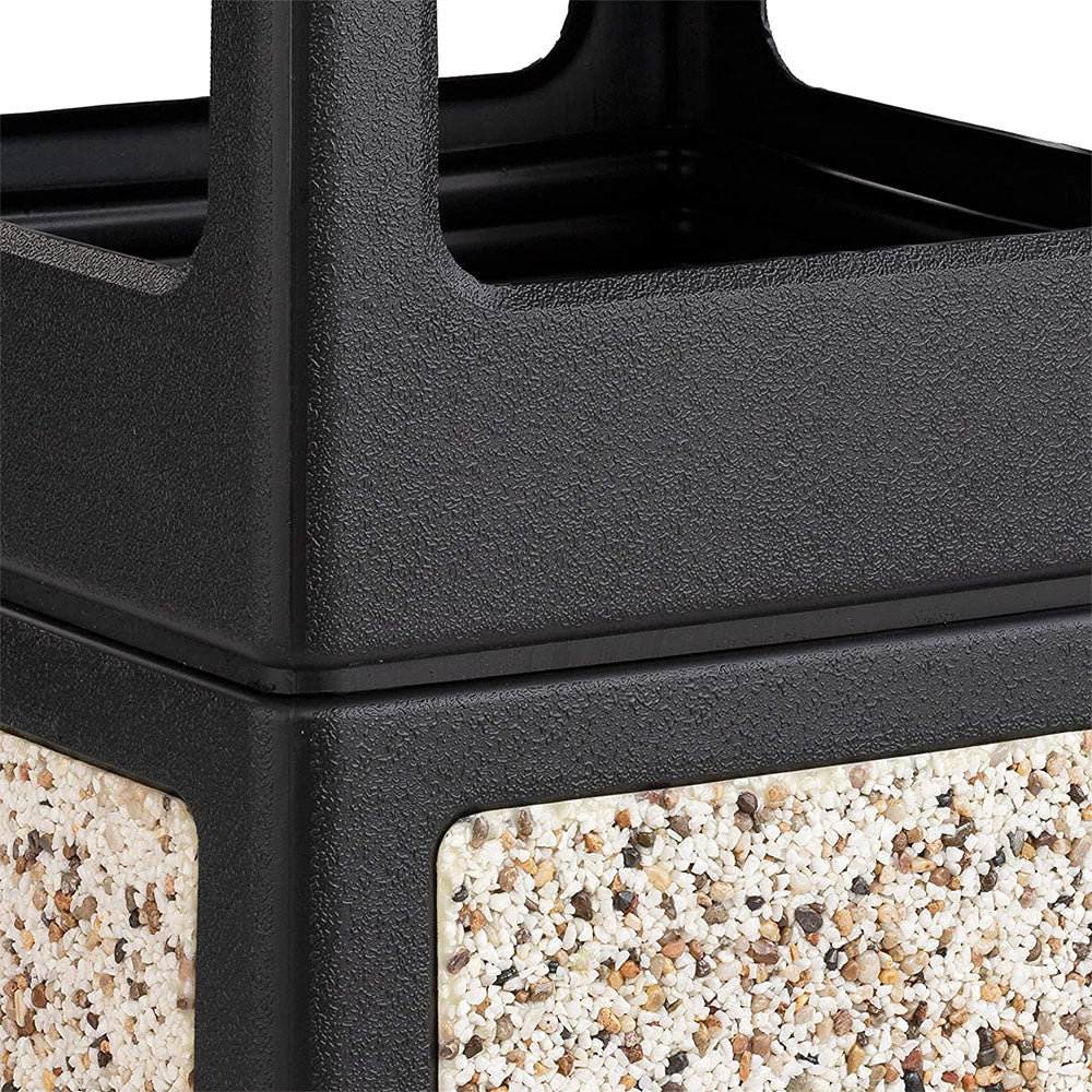 Safco Canmeleon Aggregate Stone Recessed Panel Trash Can, 38 Gallon Capacity