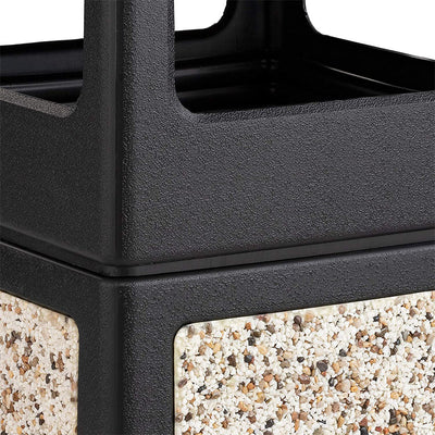 Safco Canmeleon Aggregate Stone Recessed Panel Trash Can, 38 Gallon Capacity - VMInnovations