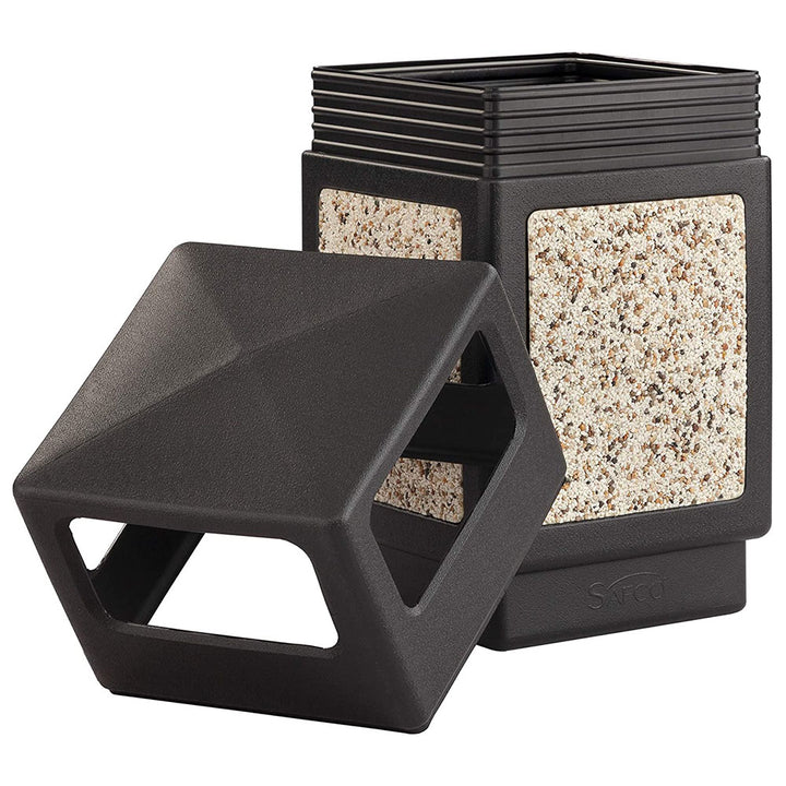 Safco Canmeleon Aggregate Stone Recessed Panel Trash Can, 38 Gallon Capacity