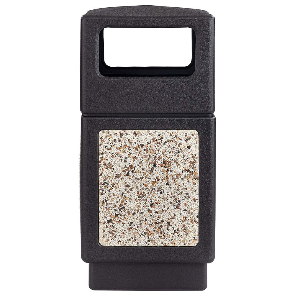 Safco Canmeleon Aggregate Stone Recessed Panel Trash Can, 38 Gallon Capacity