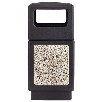 Safco Canmeleon Aggregate Stone Recessed Panel Trash Can, 38 Gallon Capacity - VMInnovations
