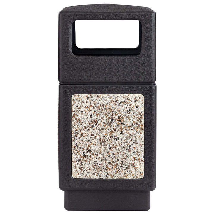 Safco Canmeleon Aggregate Stone Recessed Panel Trash Can, 38 Gallon Capacity