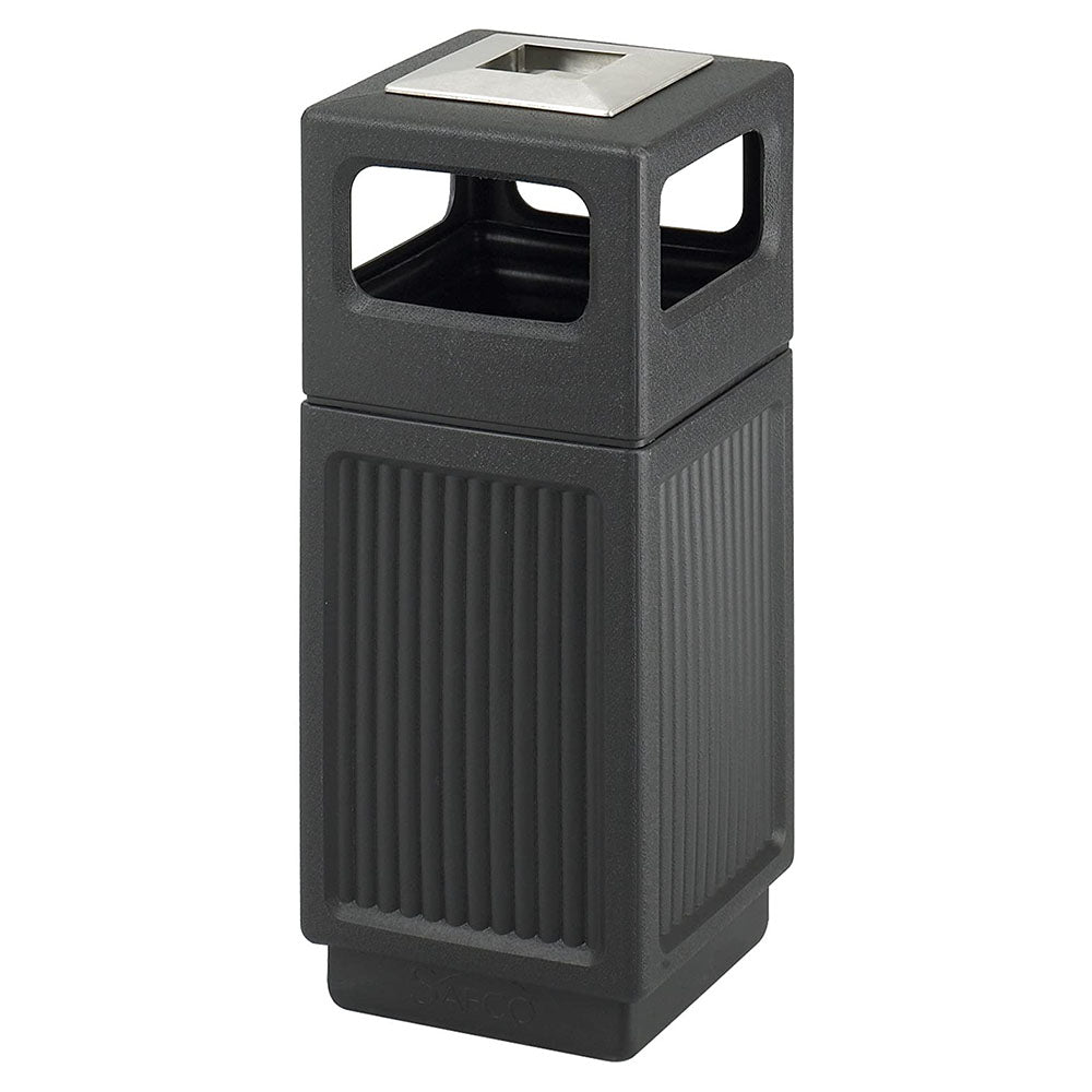 Safco Canmeleon Outdoor Indoor Recessed Panel Trash Can with Ashtray, 15 Gallon