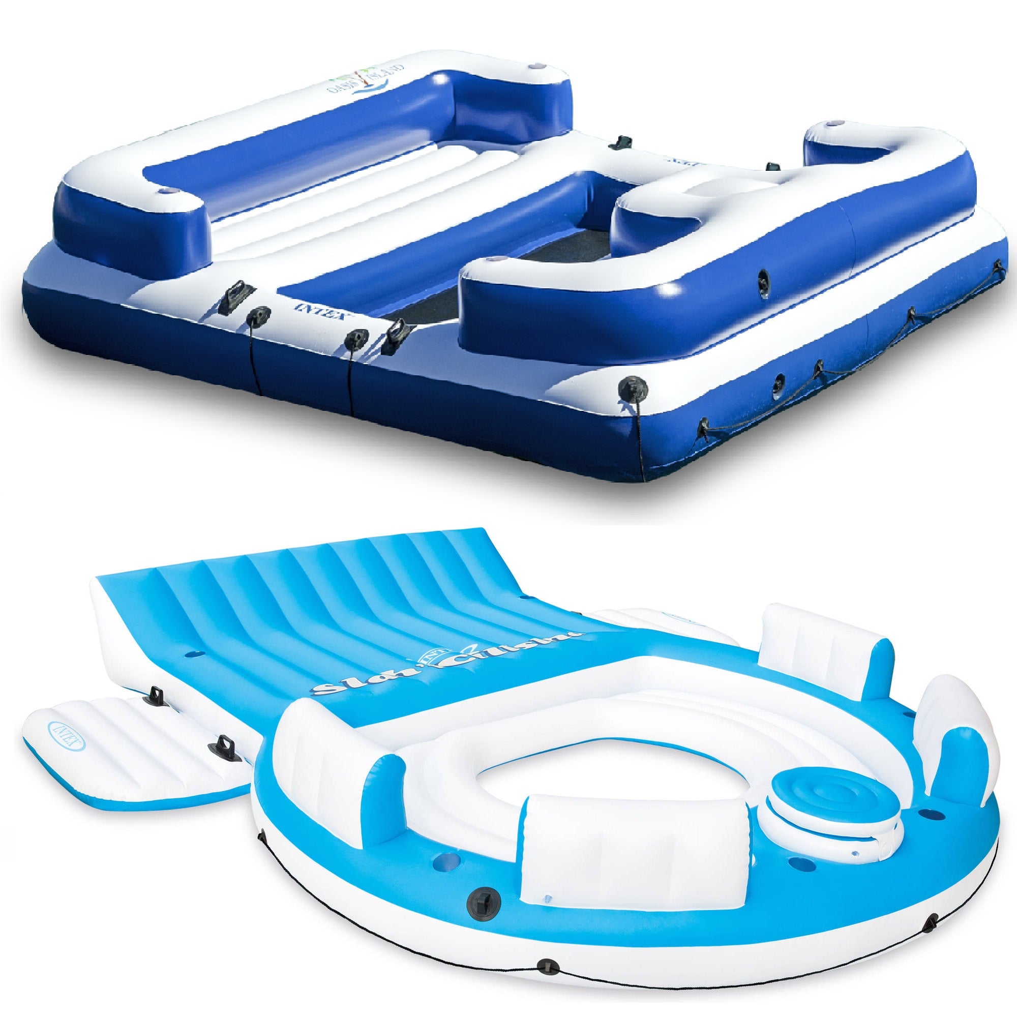 Intex Inflatable Island Pool Lake Raft Lounger w/ Oasis Island Floating Lounge
