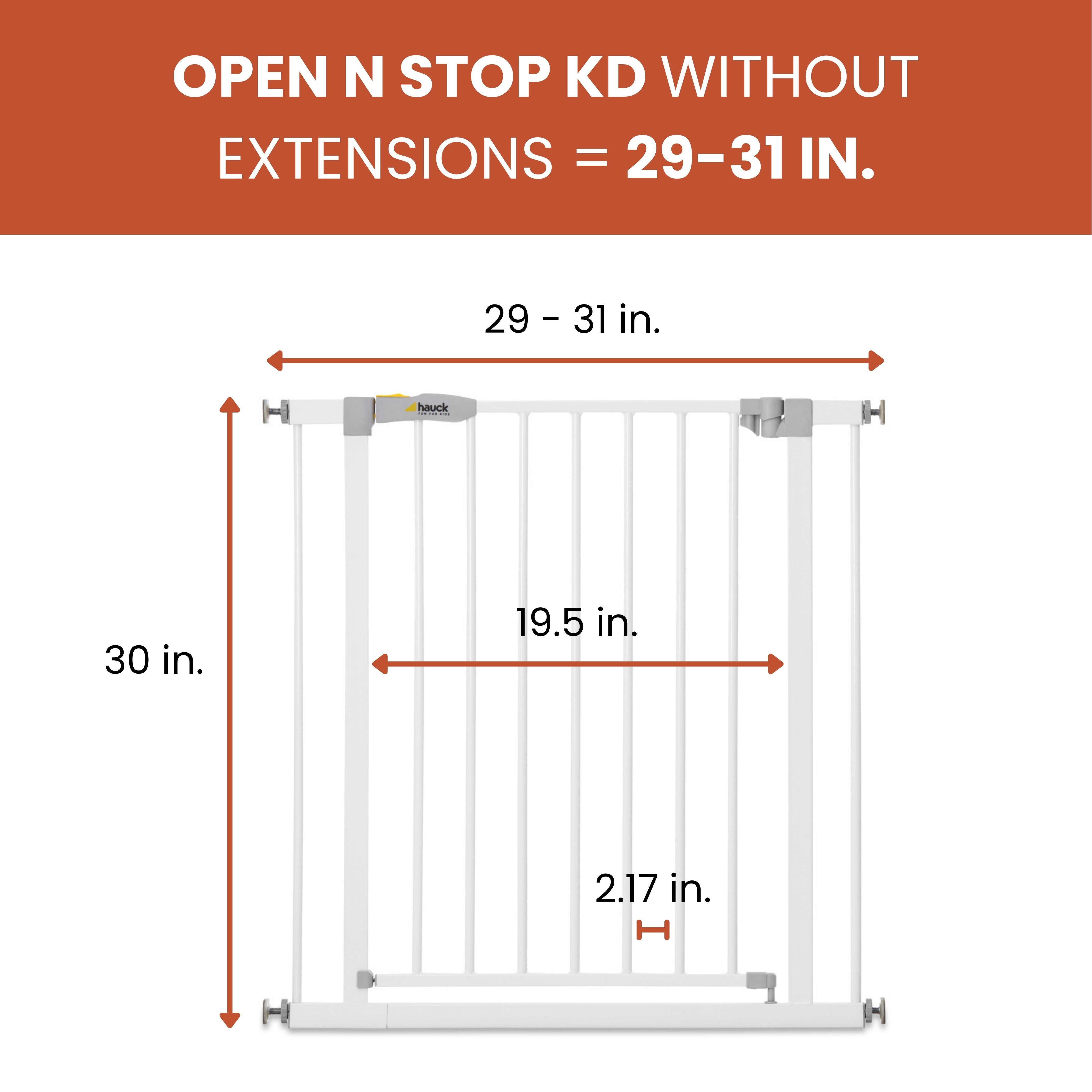 hauck 59726 Open N Stop KD Pressure Fit Safety Gate for Doors 29 to 31", White - VMInnovations