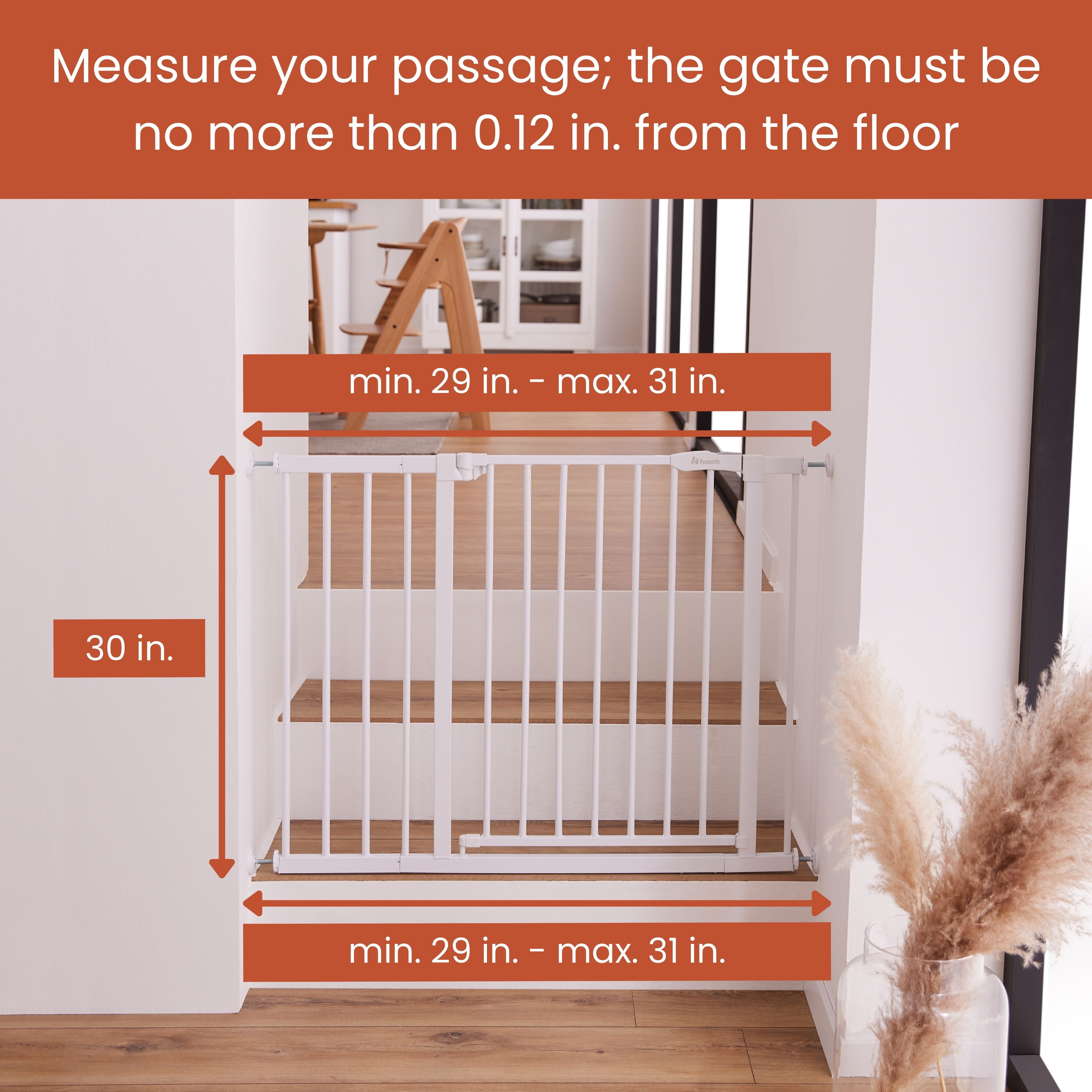 hauck 59726 Open N Stop KD Pressure Fit Safety Gate for Doors 29 to 31", White - VMInnovations