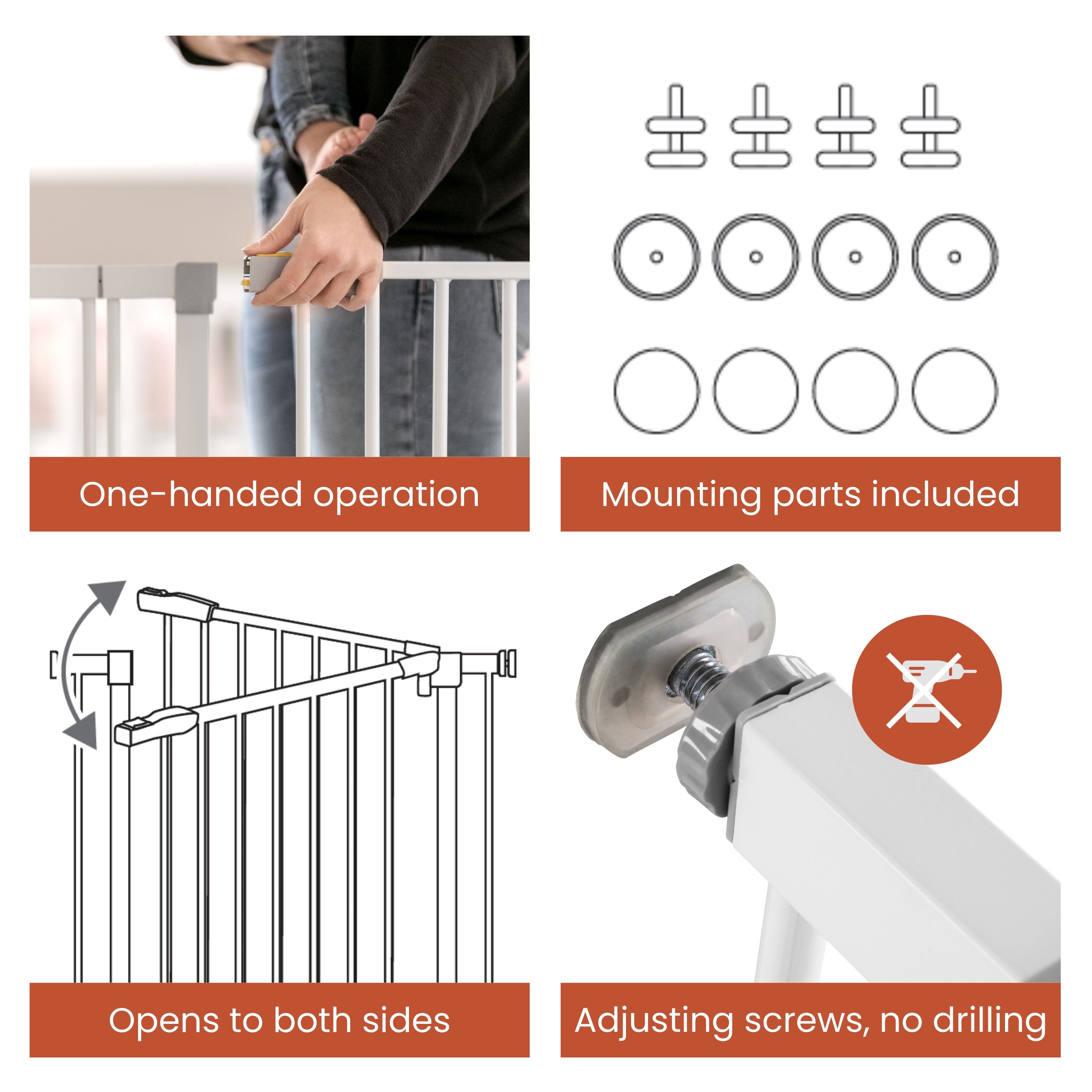 hauck 59726 Open N Stop KD Pressure Fit Safety Gate for Doors 29 to 31", White - VMInnovations
