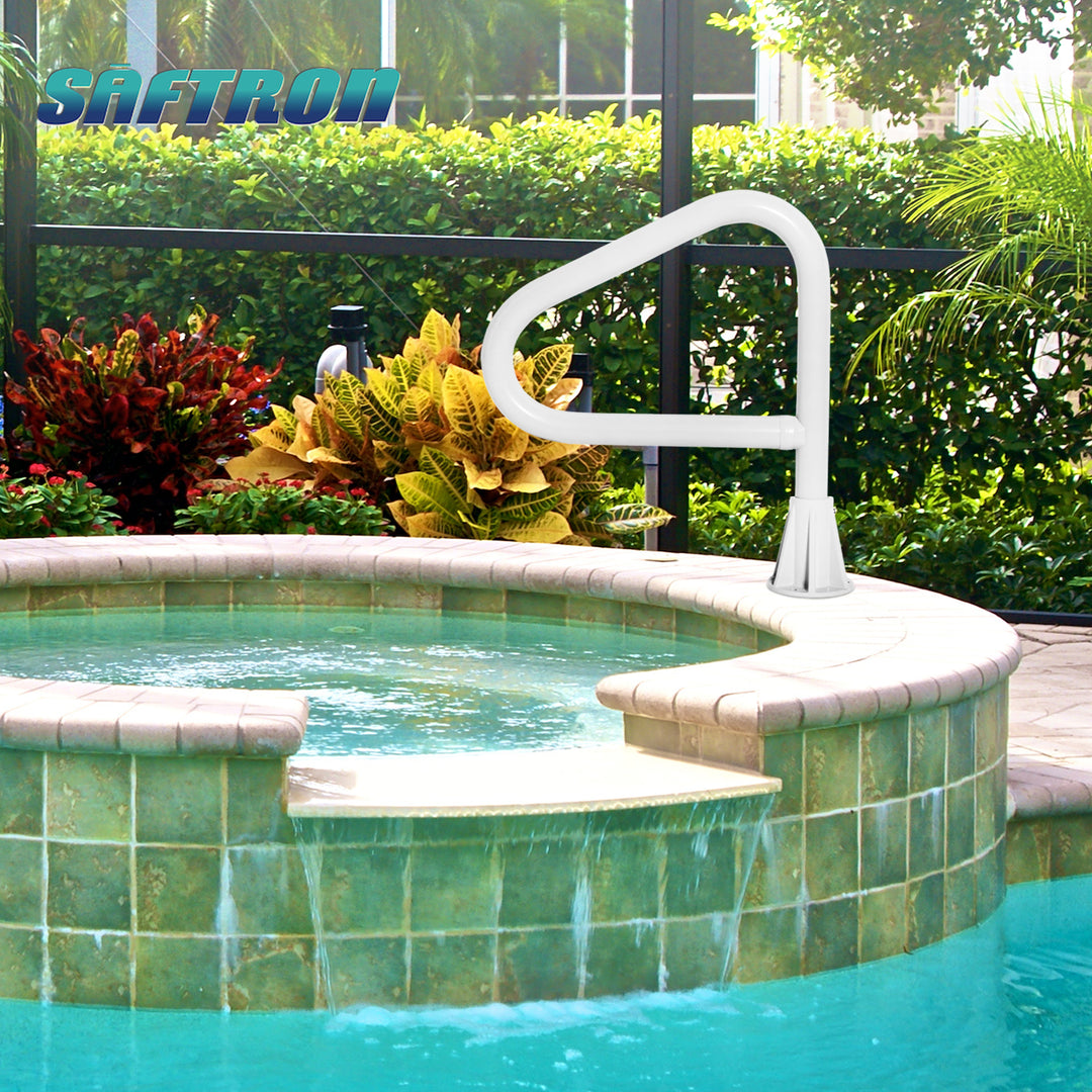 Saftron 24 Inch In-Ground Hot Tub Spa Floor Rail w/Lift & Turn Base, White(Used)