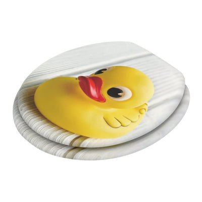 Sanilo Round Soft Close Wood Toilet Seat, Soft Close, Rubber Duck (Open Box)