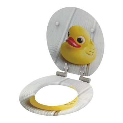 Sanilo Round Soft Close Wood Toilet Seat, Soft Close, Rubber Duck (Open Box)