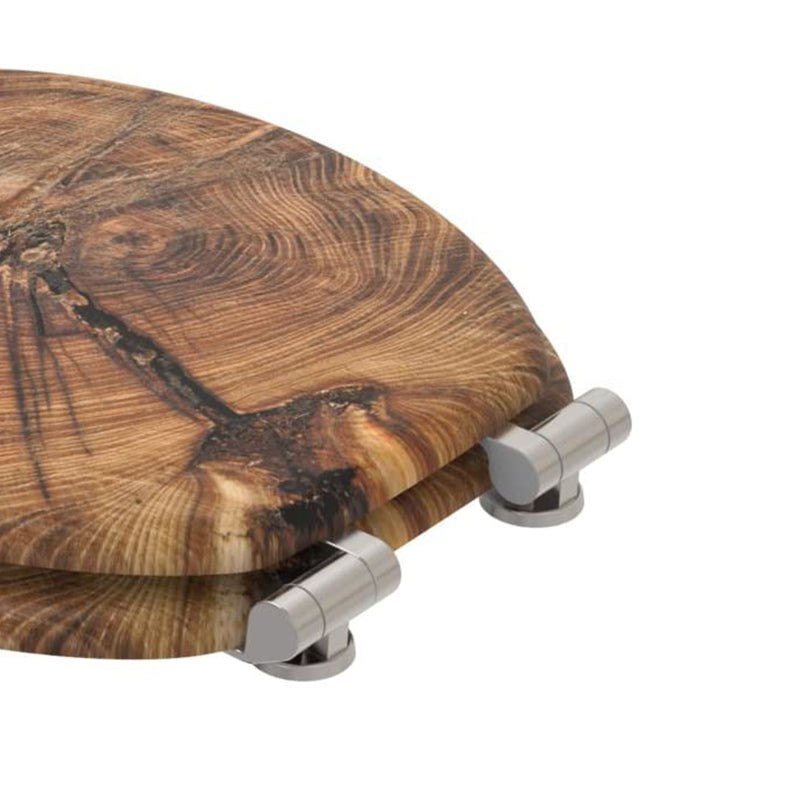 Sanilo Adjustable Molded Wood Round Soft Close Decorative Toilet Seat, Old Tree