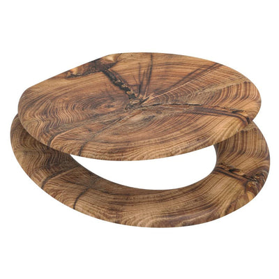Sanilo Adjustable Molded Wood Round Soft Close Decorative Toilet Seat, Old Tree
