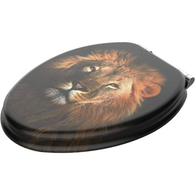Sanilo 358 Soft Close Lid Molded Wood Adjustable Toilet Seat, Lion (For Parts)