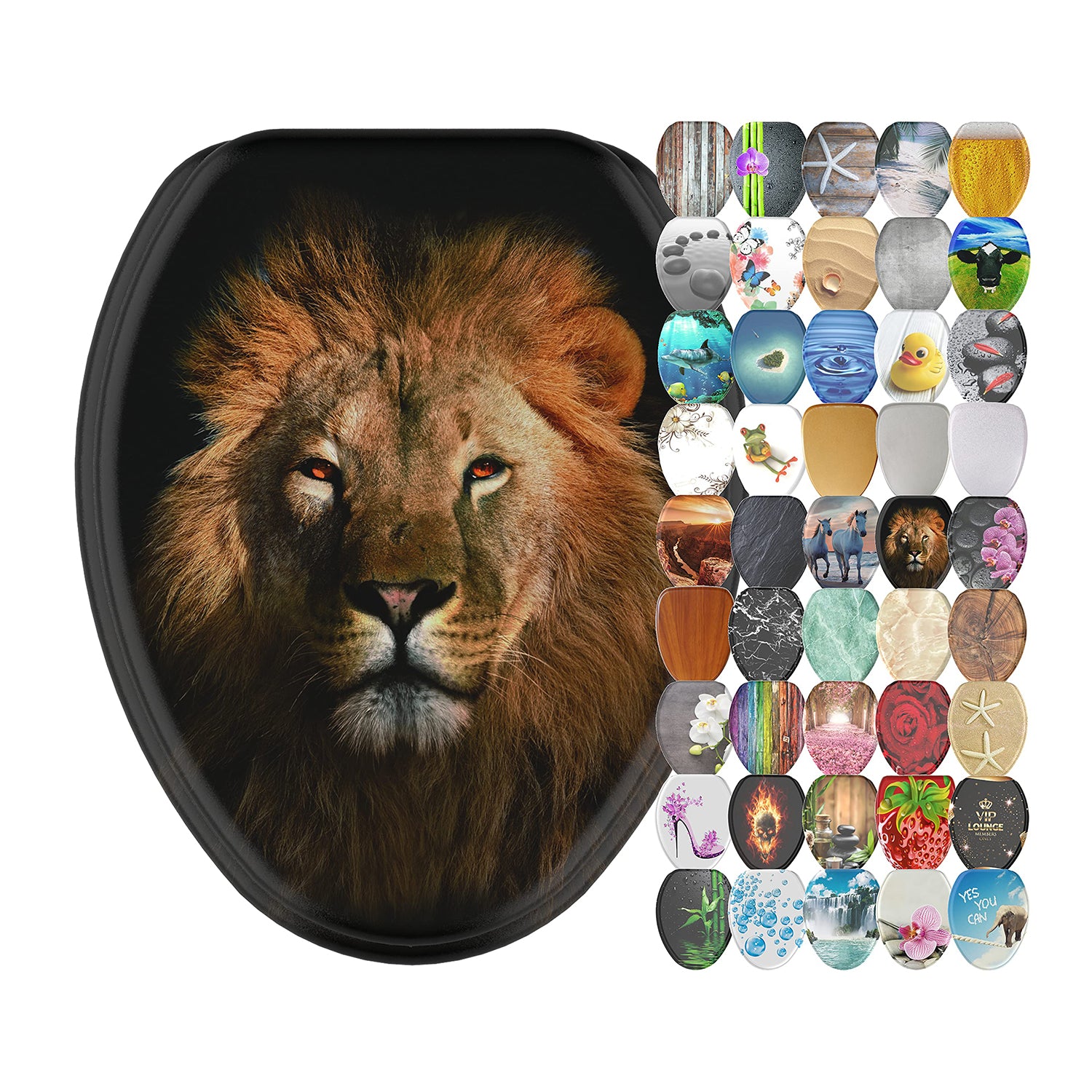 Sanilo 358 Soft Close Lid Molded Wood Adjustable Toilet Seat, Lion (For Parts)