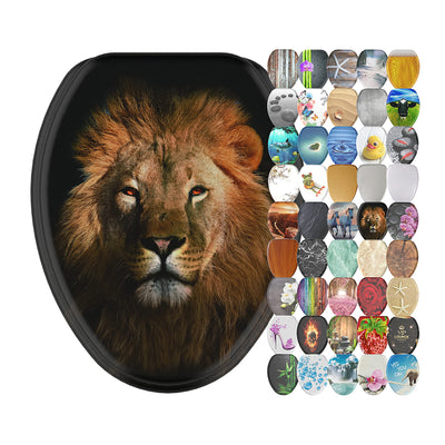 Sanilo 358 Soft Close Lid Molded Wood Adjustable Toilet Seat, Lion (For Parts)
