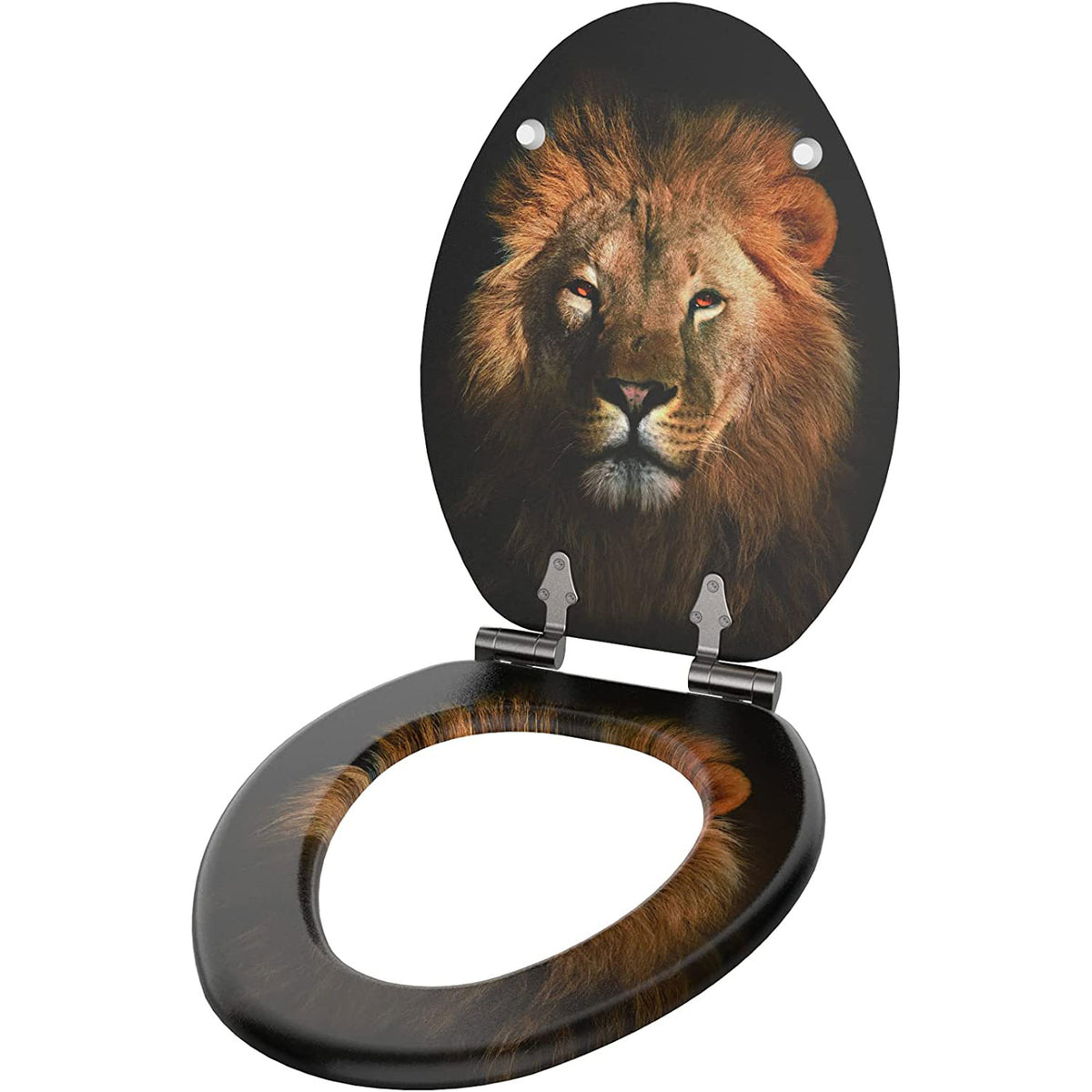 Sanilo 358 Soft Close Lid Molded Wood Adjustable Toilet Seat, Lion (For Parts)
