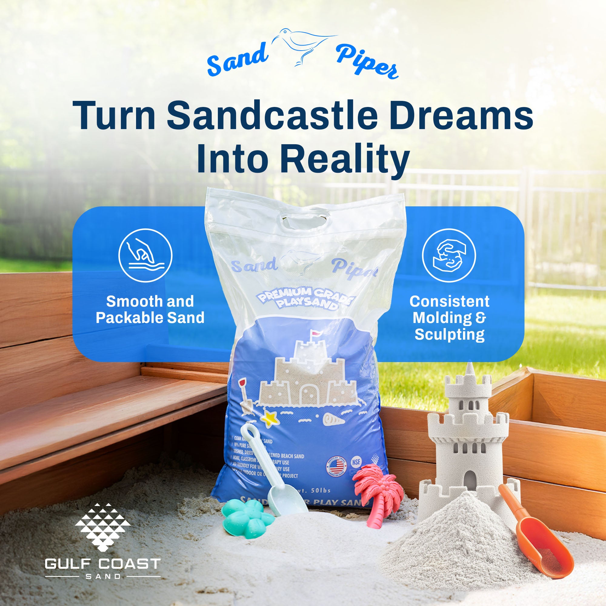 SandPiper 50 lb Premium Grade Play Sand with Chemical Free Formula, 56 Pack