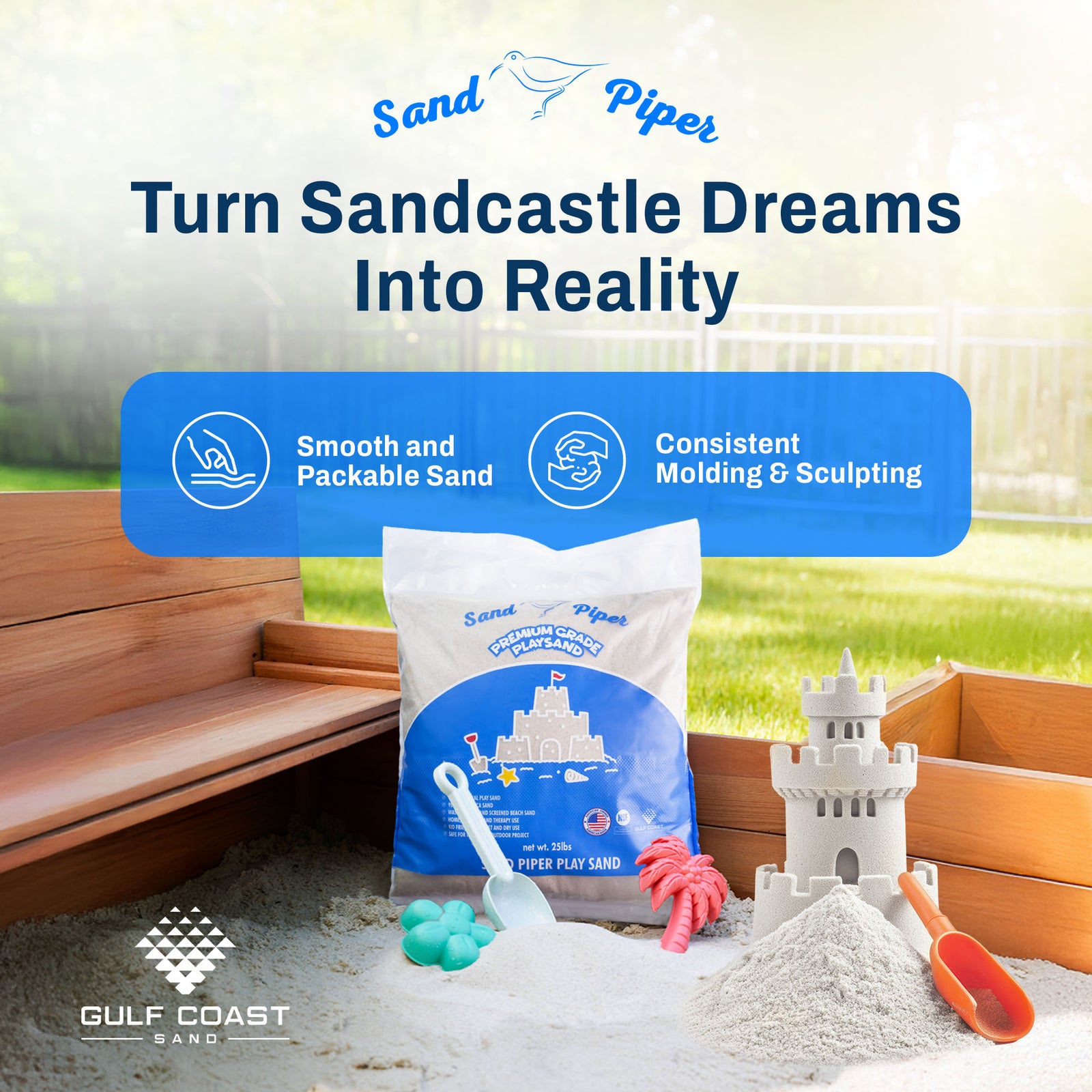 SandPiper 25Lb Premium Grade Multi-Use Play Sand w/Chemical Free Formula, 2 Pack - VMInnovations