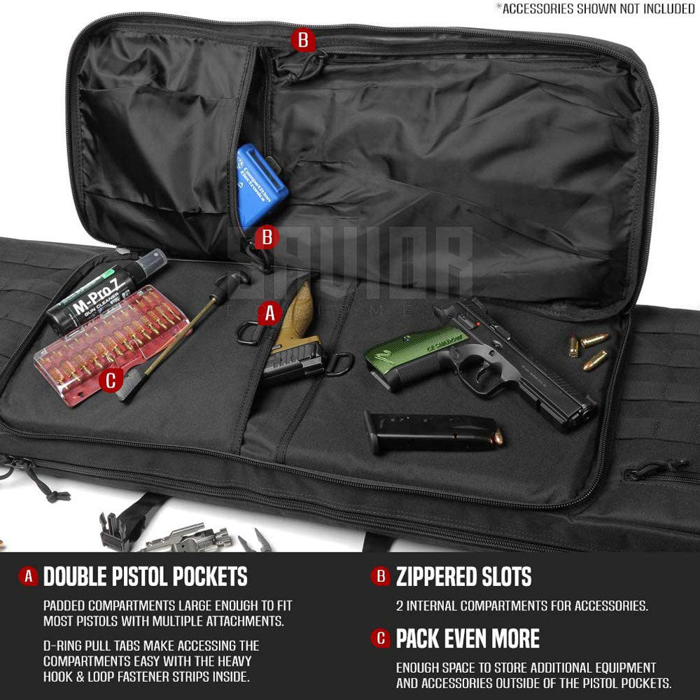 Savior Equipment 46 Inch Soft Double Long Gun Rifle Case, Black (Open Box)