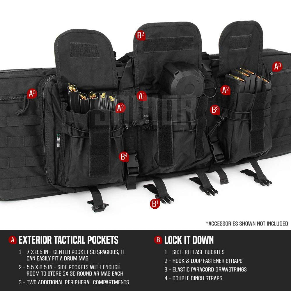Savior Equipment 46 Inch Soft Double Long Gun Rifle Case, Black (Open Box)