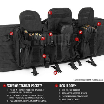 Savior Equipment 46 Inch Soft Double Long Gun Rifle Case, Black (Open Box)