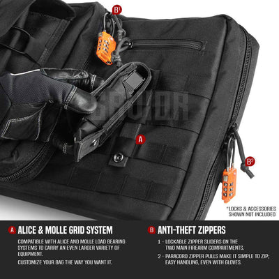 Savior Equipment 46 Inch Soft Double Long Gun Rifle Case, Black (Open Box)