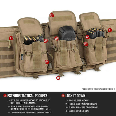 Savior Equipment American Classic 46 Inch Soft Double Long Gun Rifle Case, Tan - VMInnovations