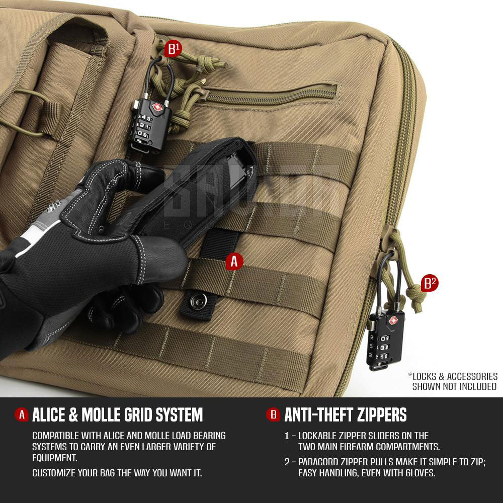 Savior Equipment American Classic 46 Inch Soft Double Long Gun Rifle Case, Tan - VMInnovations