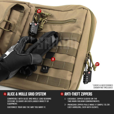 Savior Equipment American Classic 46 Inch Soft Double Long Gun Rifle Case, Tan - VMInnovations