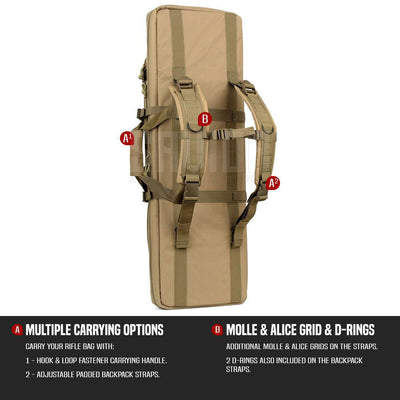 Savior Equipment American Classic 46 Inch Soft Double Long Gun Rifle Case, Tan - VMInnovations