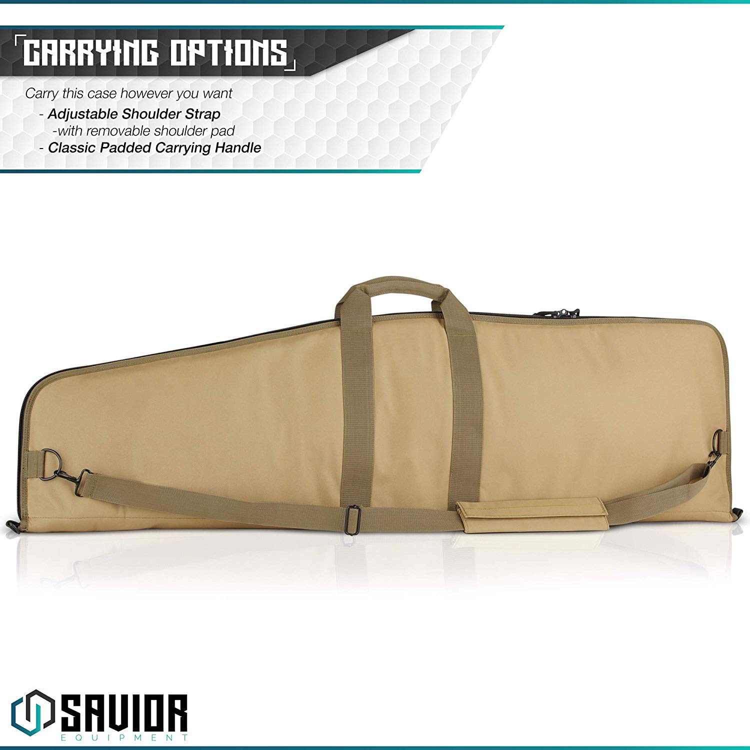 Savior Equipment 45 Inch Soft Single Long Gun Rifle Case Bag, Tan (Open Box)