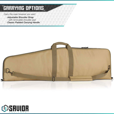 Savior Equipment 45 Inch Soft Single Long Gun Rifle Case Bag, Tan (Open Box)
