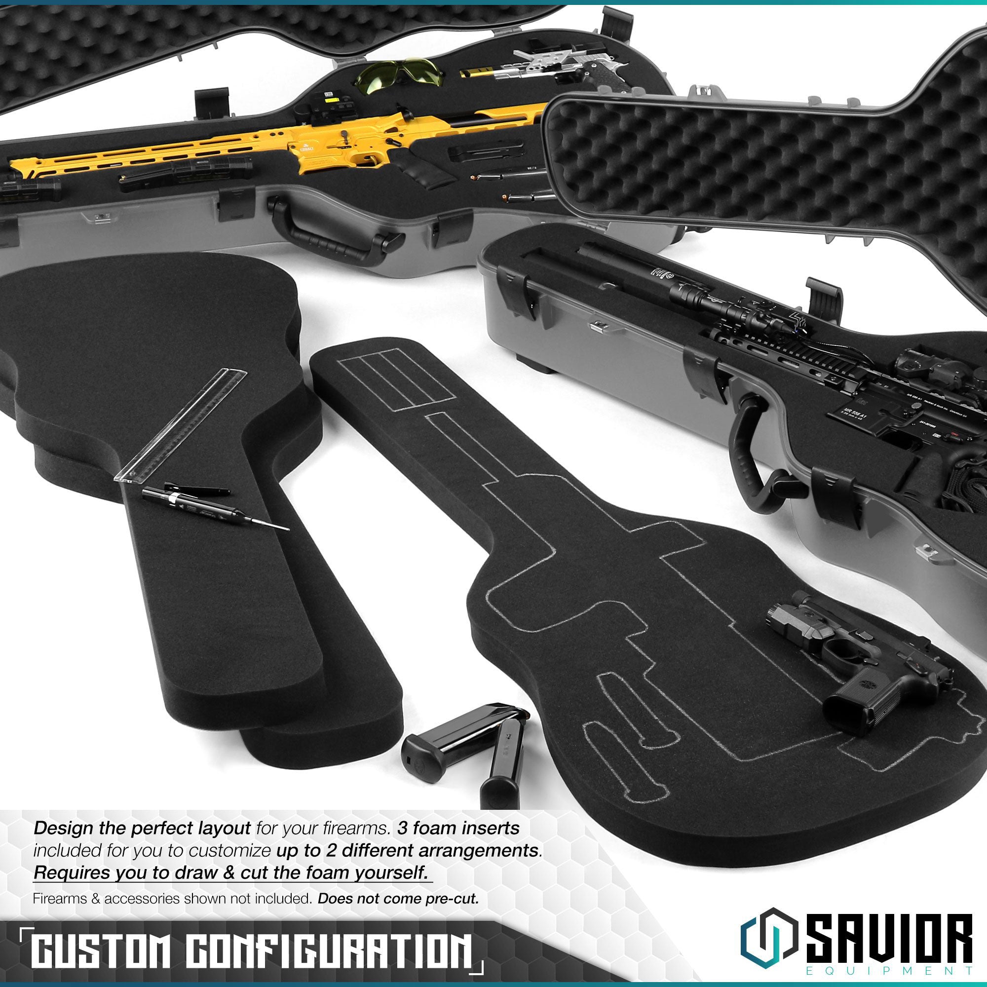 Savior Equipment Guitar Case 45 Inch Single Long Gun Rifle Case, Gray (Open Box)