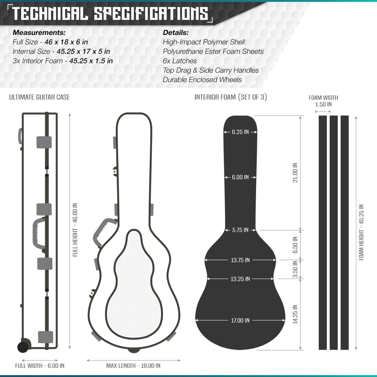 Savior Equipment Guitar Case 45 Inch Single Long Gun Rifle Case, Gray (Open Box)