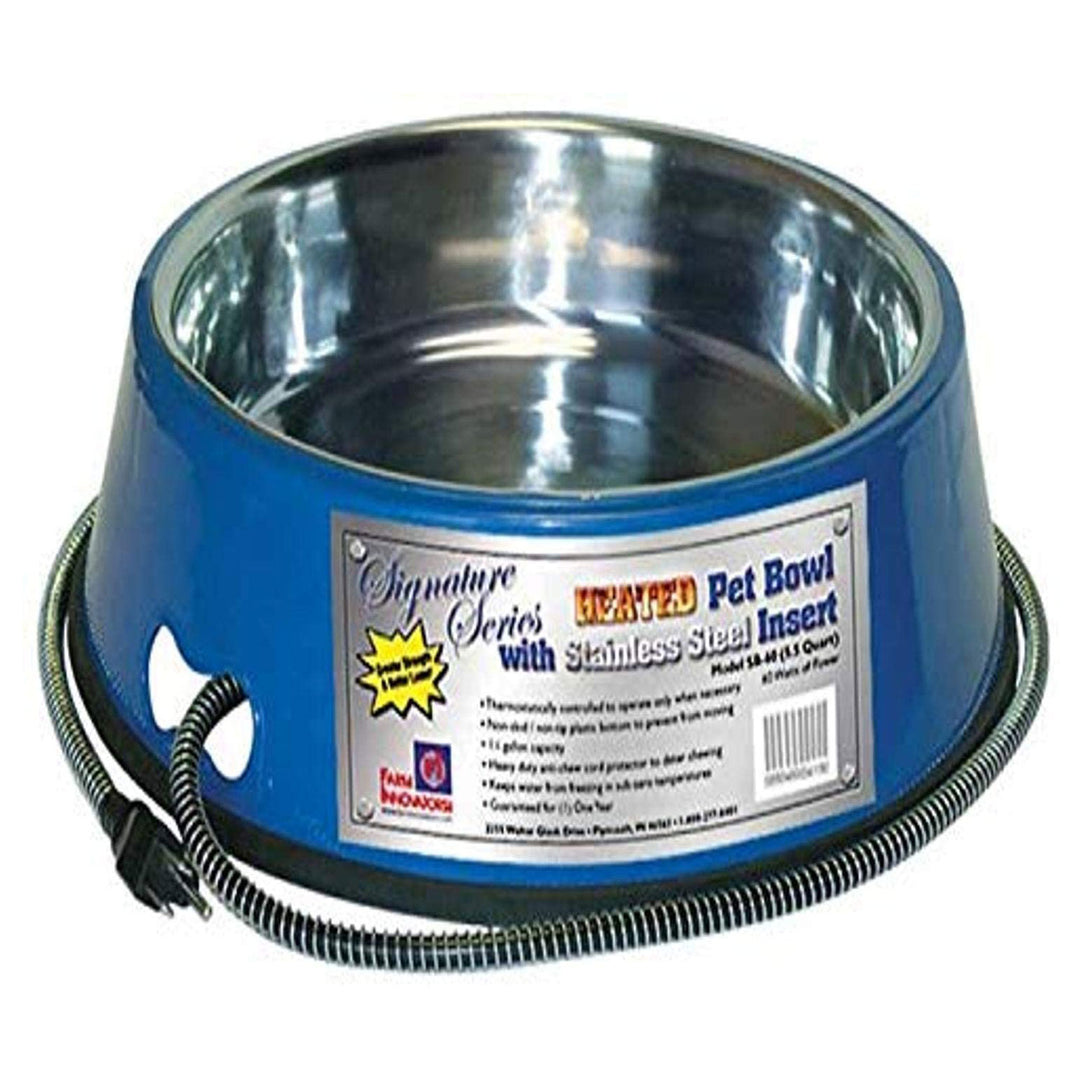 Farm Innovators Signature Series 5.5QT Heated Pet Bowl w/ Stainless Steel Insert
