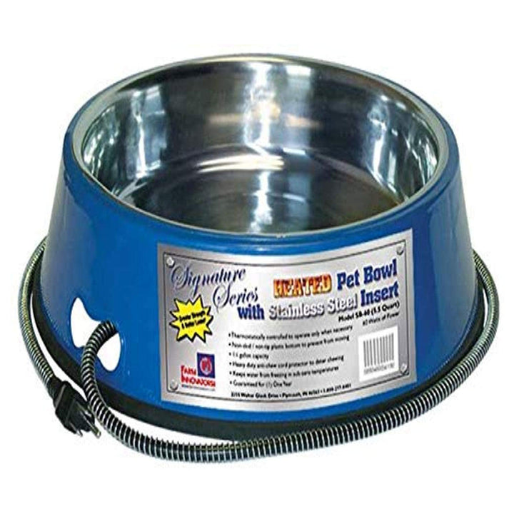 Farm Innovators Signature Series 5.5QT Heated Pet Bowl w/ Stainless Steel Insert
