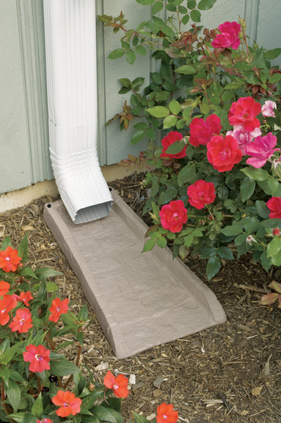 Suncast SB24 Decorative Rain Gutter Downspout Garden Splash Block, Light Taupe