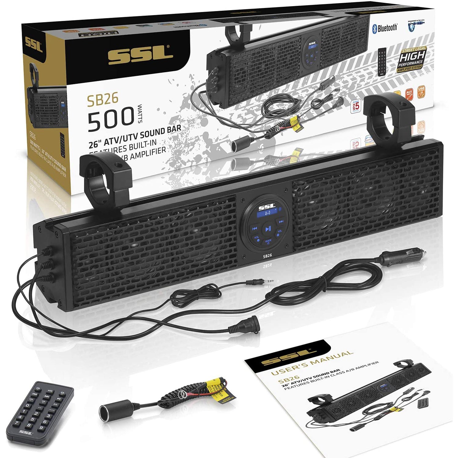 SOUNDSTORM 26 Inch Class A/B Audio System Bluetooth Sound Bar Speaker w/ Remote
