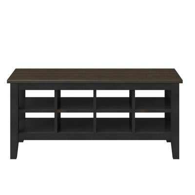 Twin Star Home SB6127-TPG26 Two Tone Storage Bench w/ Removable Dividers, Black