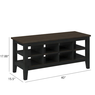 Twin Star Home SB6127-TPG26 Two Tone Storage Bench w/ Removable Dividers, Black