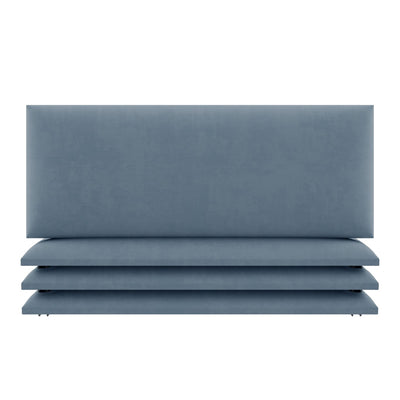 Vant 30 x 11.5 Inch Floating Upholstered Wall Panel, Micro Suede Blue (4 Pack)